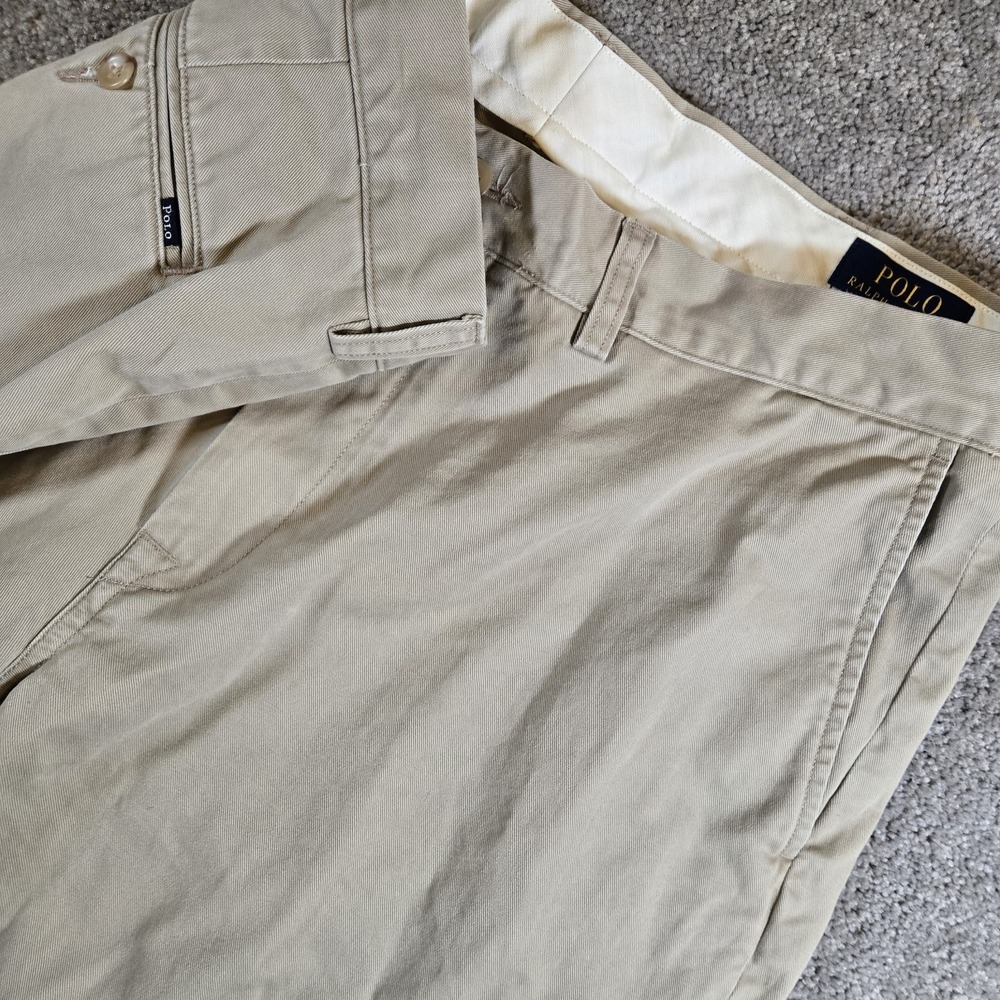 Vintage Polo Ralph Lauren Chino Pants Mens 38x30 Tan Khaki 100% Cotton Preppy